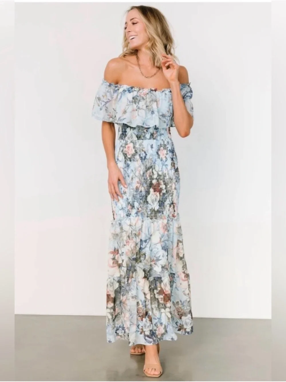 Baltic Born Blue Floral Midi Dress Medium Maternity
